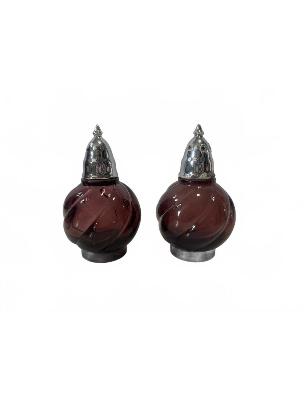 Vintage Hazel Atlas Moraccan Amethyst Salt & Pepper Shakers Rare Find